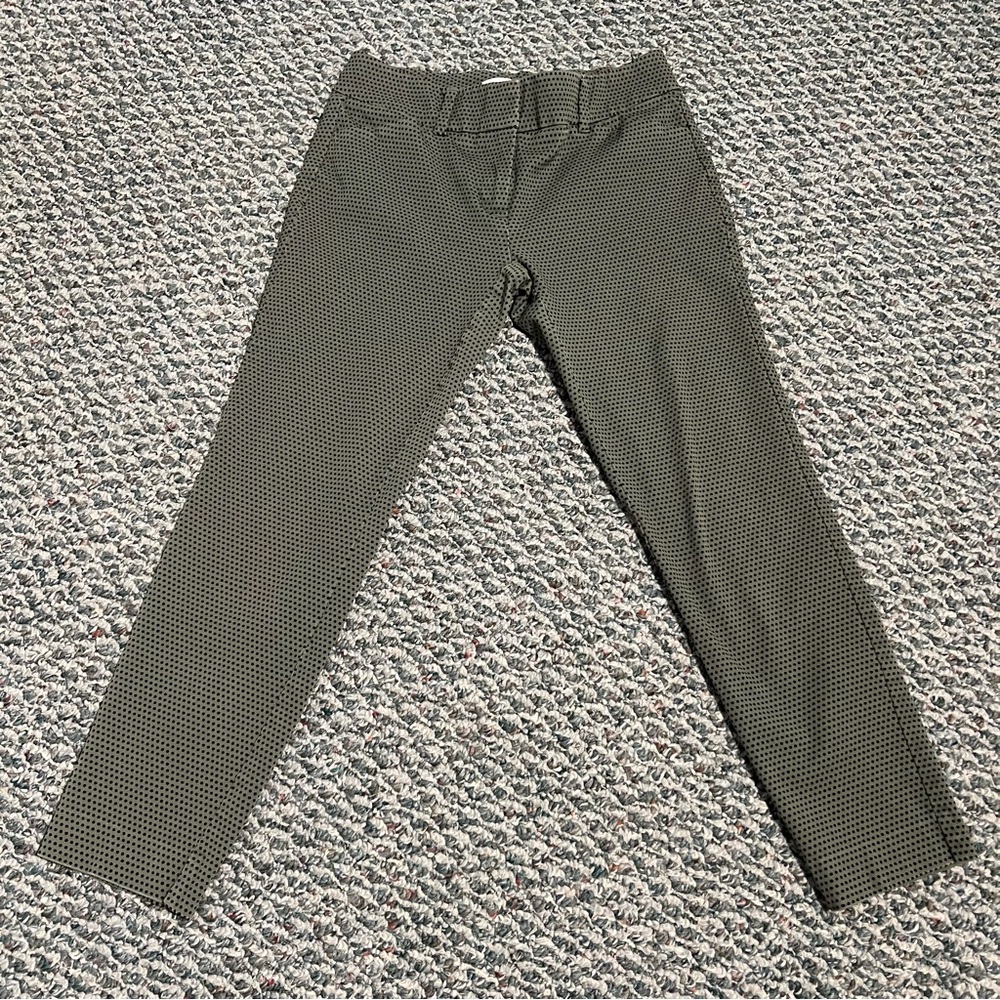 New York & Company Green and Black Polka Dotted Cropped Pants